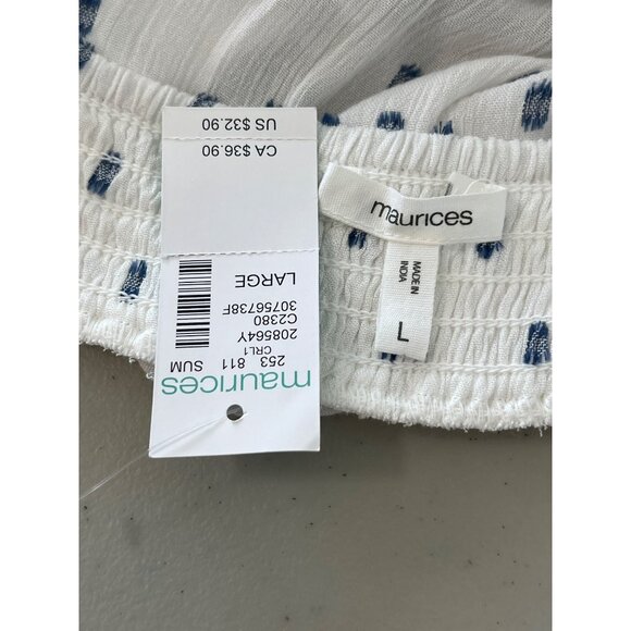 Maurices Blouse Size Large Square Neck Smocked Flutter Sleeve Ruffle Summer NEW - Picture 5 of 9